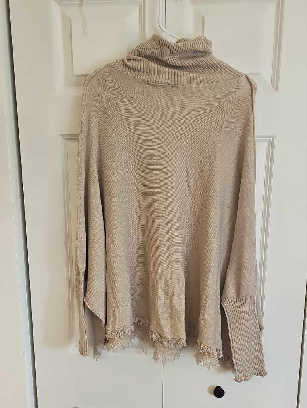 Tempo Paris Neutral Beige Ribbed Knit Poncho - Picture 7 of 7